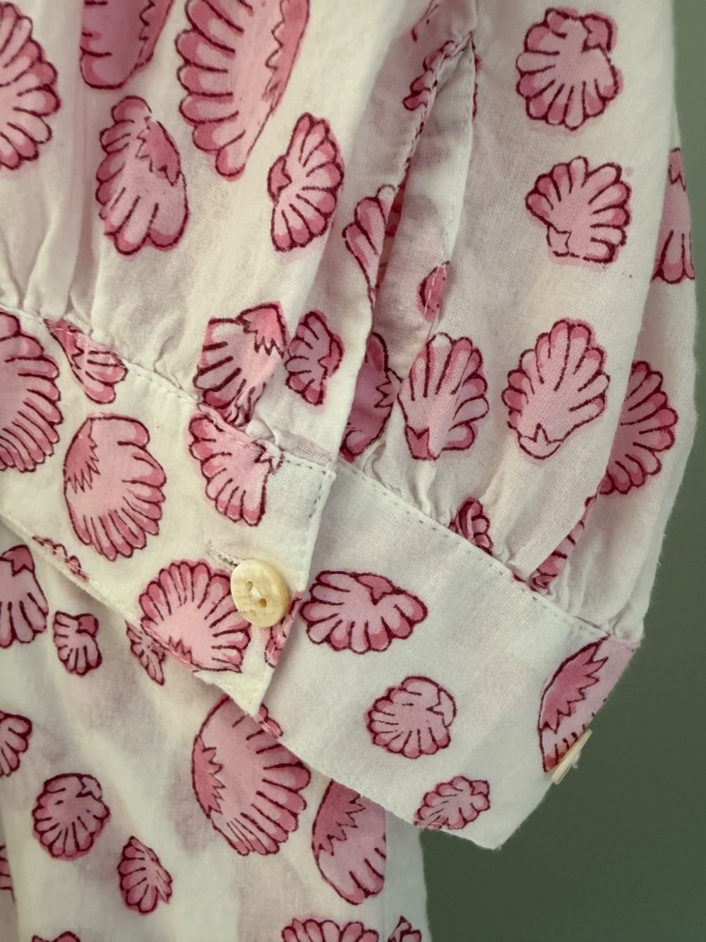 Julia Amory Pin & White Ruffled Shirt Dress Clambake Shell Size Small - Picture 3 of 9